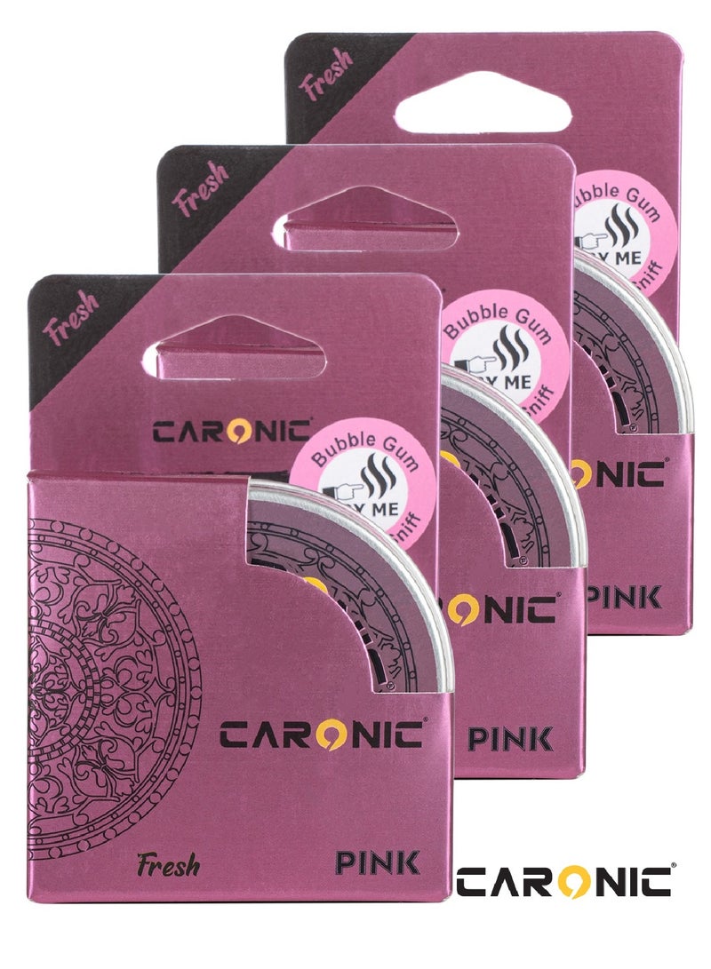 CARONIC Car Air Freshener with Adjustable Lid for Desired Strength for Auto or Home Bubble Gum Pack Of 3 - Image 1